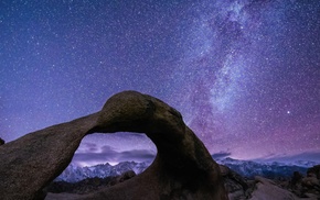 space, long exposure, stone arch