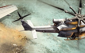 UH, 1, helicopters, aerial view, beach, Battlefield 4