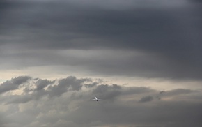 minimalism, aircraft, clouds, sky, airplane, nature