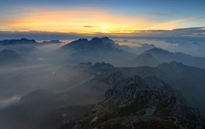 summit, infinity, clouds, landscape, sunrise, mountain