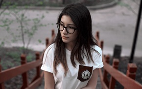 girl, portrait, face, girl with glasses