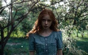 redhead, face, girl, portrait