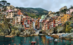 rock, boat, sea, colorful, coast, Cinque Terre