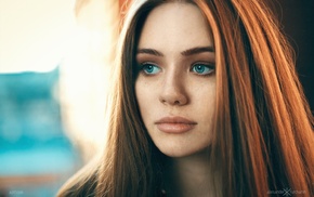blue eyes, face, juicy lips, portrait, redhead, girl