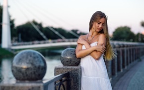 dress, blonde, girl, closed eyes