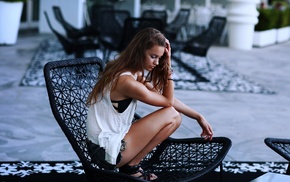 model, brunette, bra, girl, long hair