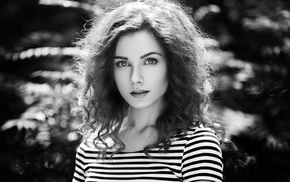 monochrome, face, girl