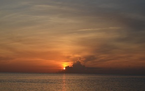 sunset, sky, water, clouds