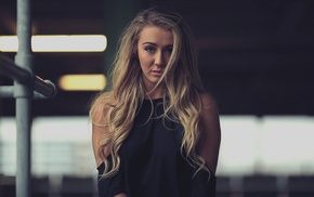 portrait, blonde, face, girl