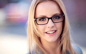 girl with glasses, girl, face, smiling, portrait