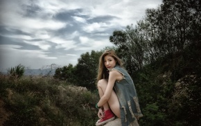 Asian, model, girl outdoors