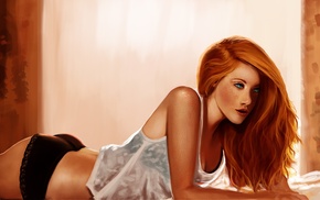 artwork, redhead, girl