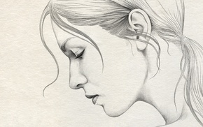 artwork, girl, profile