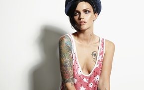 cleavage, girl, tattoo, Ruby Rose actress
