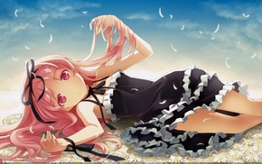 anime girls, black ribbons, manga, ribbon, pink hair, Garden visual novel
