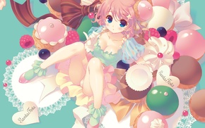 cupcakes, sweets, anime girls, original characters, upskirt, short hair