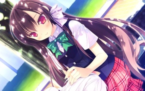 anime girls, Shirosawa Miyuki, school uniform, Love Rec., plaid skirt, visual novel