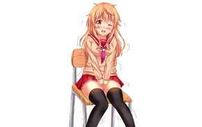 anime girls, original characters, school uniform, thigh, highs, tears