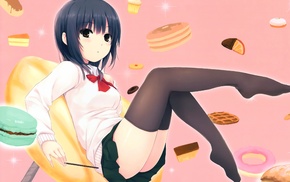 anime girls, original characters, Coffee, Kizoku, thigh, highs
