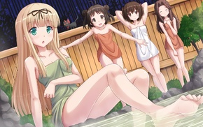 Yuudachi KanColle, anime girls, Sendai KanColle, bathing, Jintsuu KanColle, towel