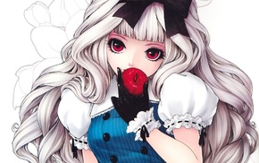 Alice, original characters, red eyes, anime girls, gloves