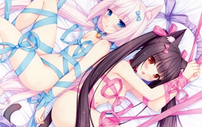 anime girls, ribbon, Chocolat Neko Para, Vanilla Neko Para