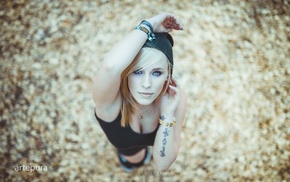 tattoo, blonde, portrait, girl