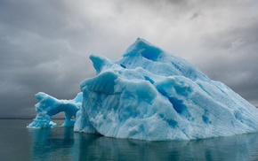 blue, nature, water, clouds, iceberg, lake