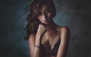 face, portrait, girl, bra