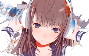 anime girls, headphones, original characters
