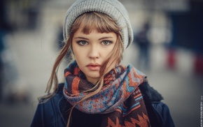 green eyes, girl, Maxim Guselnikov, girl outdoors, auburn hair, Anastasia Scheglova