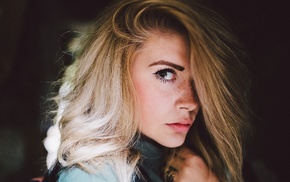 blonde, portrait, face, girl