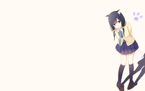 nekomimi, Shirobako, simple background, anime girls, anime, Yasuhara Ema