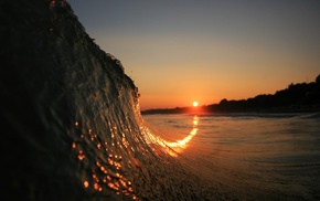 sunrise, beam, waves
