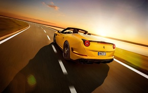 car, road, Novitec Rosso, sunset, Ferrari California T