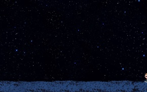 starry night, multiple display, stars, Calvin and Hobbes, simple background