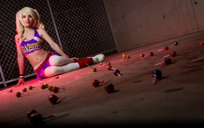 blonde, Lollipop Chainsaw, girl, cosplay, model, belly