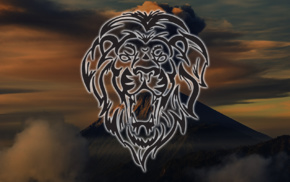 lion, vulcano