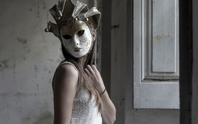 girl, mask, model