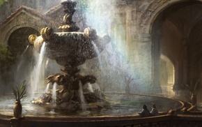 painting, fountain