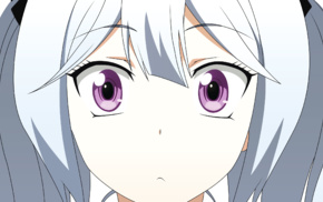 purple eyes, anime girls, long hair, Sakai Tama, twintails, D