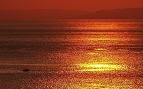 boat, Sun, water, adrift