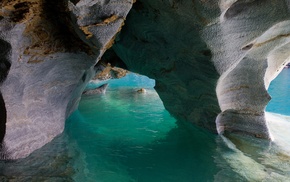 cathedral, cave, erosion, water, Chile, lake