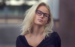 blonde, girl, face, portrait