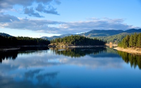 river, landscape, nature, island