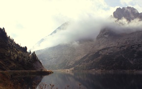 nature, landscape, lake, trees, mountain