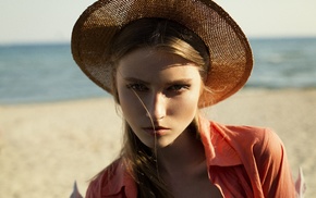 hat, portrait, face, girl