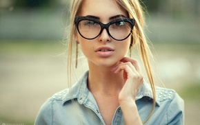 face, girl, girl with glasses, blonde, portrait