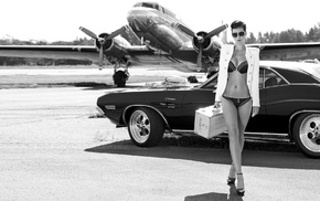 propeller, girl, girl with cars, Douglas DC, 3, Dodge