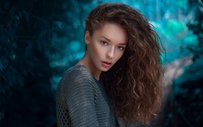 girl, Lisa Alexanina, face, curly hair, portrait